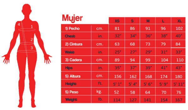 Tabla de tallas Lycra