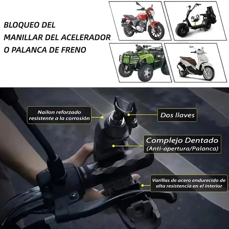 Candado Freno Manillar Moto Con Alarma