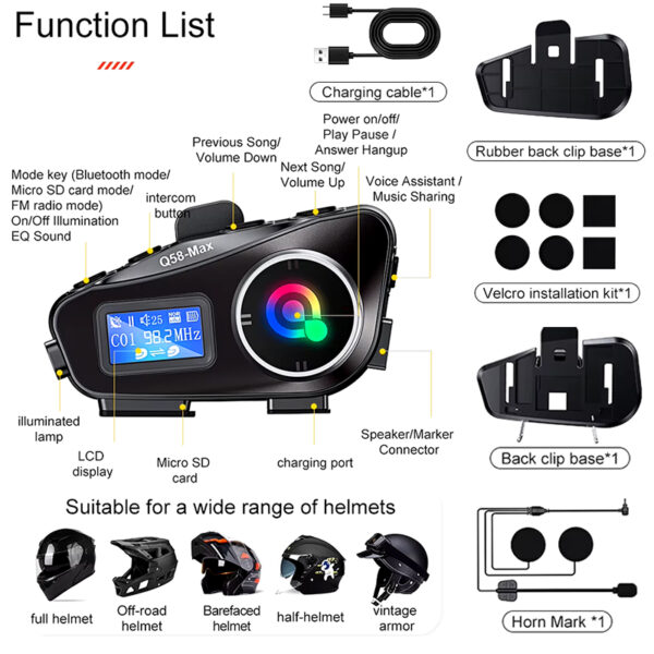 Intercomunicador Q58-Max Kit X 2 Radio Fm