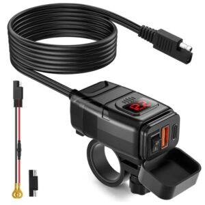 Cargador Moto Dual USB + Tipo C con Voltímetro Carga Rapida 18 W - 30 W DH25-1102
