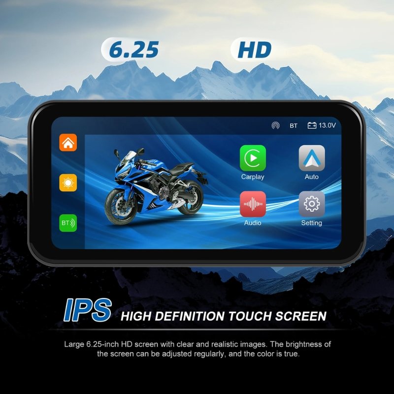 Pantalla inteligente de 6.25 pulgadas para moto con Apple CarPlay, Android Auto inalámbrico y control de manillar