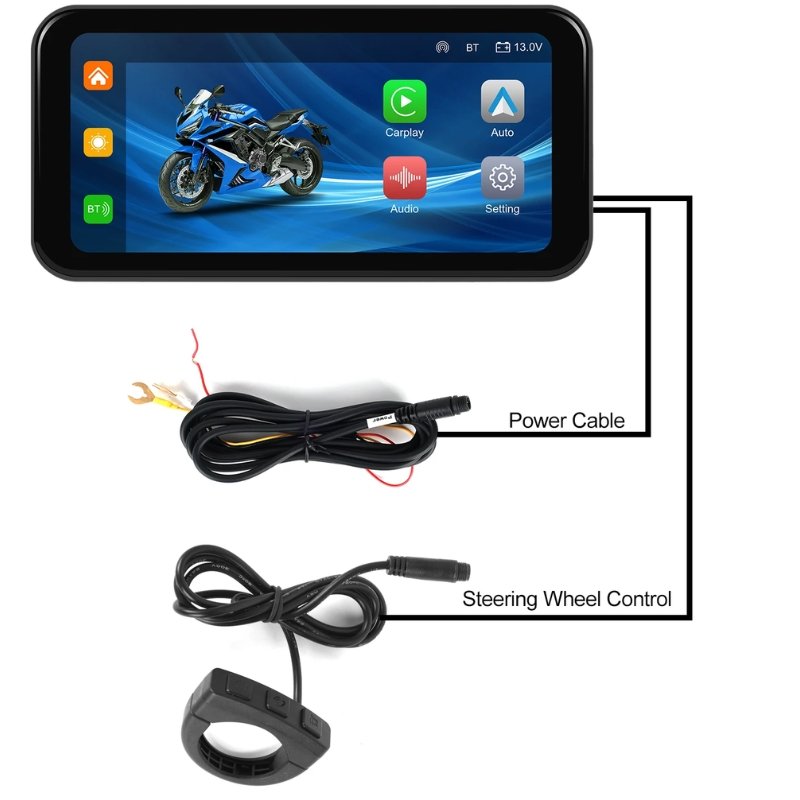Pantalla inteligente de 6.25 pulgadas para moto con Apple CarPlay, Android Auto inalámbrico y control de manillar