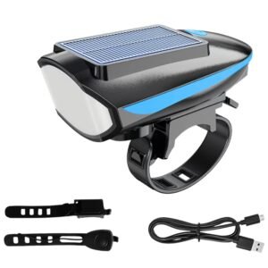 Luz Solar para Patineta/Bicicleta 3 en 1 con Bocina LED Faro Delantero + Pito