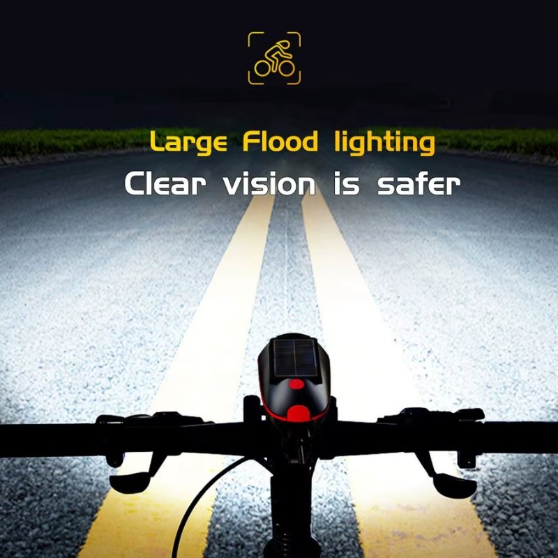 Luz Solar para Patineta/Bicicleta 3 en 1 con Bocina LED Faro Delantero + Pito